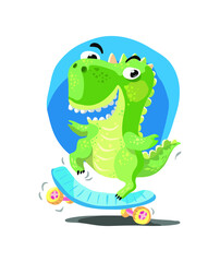 Tyrannosaurus rex skating cute dinosaur 