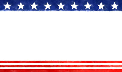USA patriotic background. Digital watercolor painting illustration.