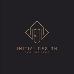 Monogram BD with rhombus line logo style, Luxury elegant logo design ideas