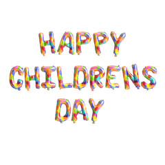 Happy childrens day with 3d illustration balloons isolated on white background