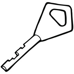 hand drawn metal key in doodle style