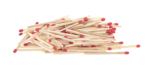 pile of wooden matches isolated on white background