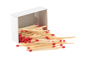 pile of wooden matches isolated on white background