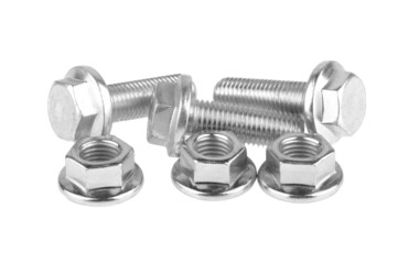 metal bolt and nut isolated on white background