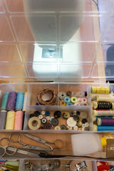 Sewing kit full of specific material to be able to sew