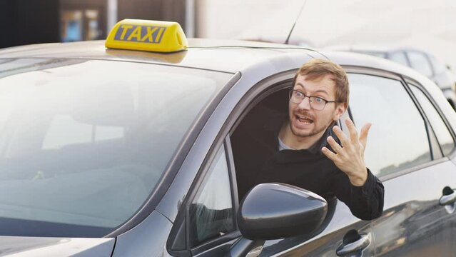 Emotional portrait of angry male taxi driver.