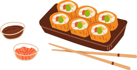 Sushi Cartoon Illustration