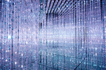 Abstract empty room with large group of led lights