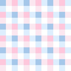 Blue, pink, and white plaid seamless pattern background. Vector illustration.