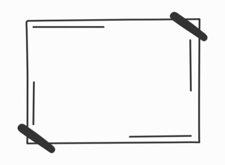 A frame on a black background, drawn in the style of doodles. Classic frame, a frame with a floral pattern. Minimalistic style.