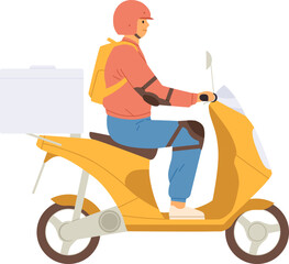 Delivery Man on Scooter Cartoon Illustration © Good Studio