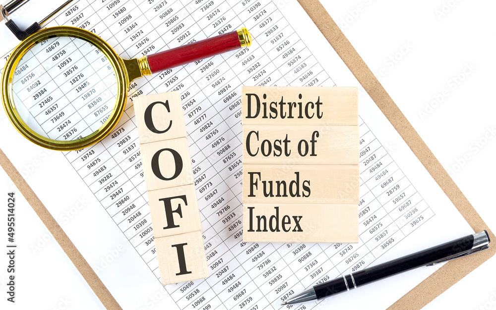Aufkleber cofi text on wooden block on chart background