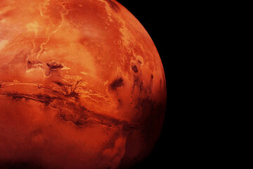 Planet Mars on a dark background. Elements of this image furnished by NASA © Artsiom P