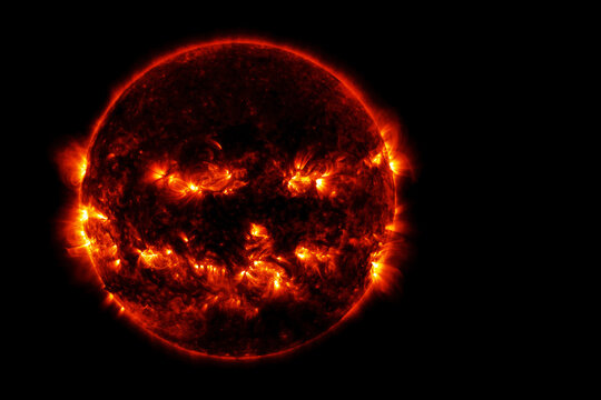 The sun on a dark background. Elements of this image furnished by NASA