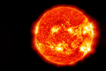 The sun on a dark background. Elements of this image furnished by NASA