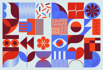 Modernism Aesthetics Inspired Vector Graphic Pattern Made With Abstract Geometric Shapes - 495515211