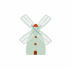 mill cartoon isolated vector illustration