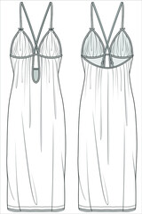 WOMENS CROSS OVER BACK SLIP NIGHTWEAR IN EDITABLE VECTOR FILE