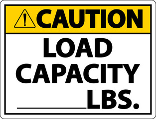 Caution Load Capacity Label Sign On White Background