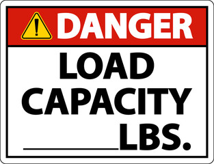 Fototapeta na wymiar Danger Load Capacity Label Sign On White Background