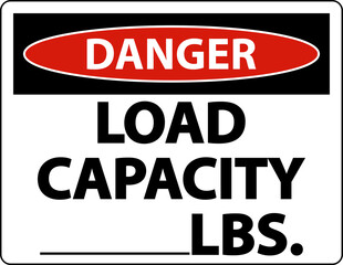 Fototapeta na wymiar Danger Load Capacity Label Sign On White Background