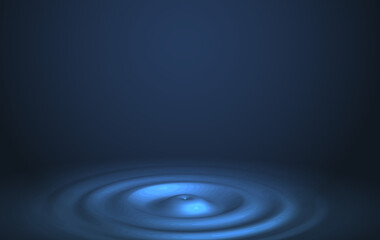 Water ripple effect on a dark background. Circular wave perspective view. Vector illustration of a liquid splash from a drop