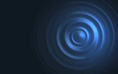 Water ripple effect on dark blue background. Circular wave top view. Vector illustration of a surface that resonates from impact.
