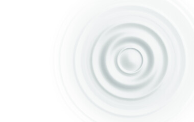 Water ripple effect on white background. Circular wave top view. Vector illustration of a surface that resonates from impact. - obrazy, fototapety, plakaty