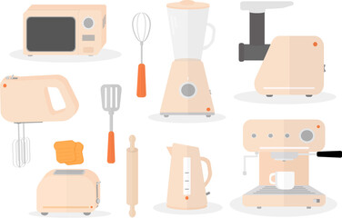 set of equipment for the kitchen kettle microwave blender mixer meat grinder coffee maker toaster