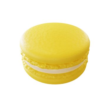 Lemon Macaron picture. 3d rendering.
