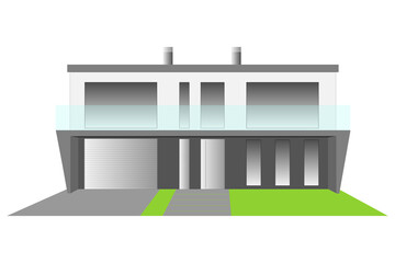 Front view of a modern exclusive house. Flat design Vector illustration