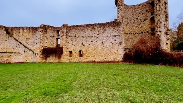 Walls of castle Chateau de la Madeleine in Chevreuse France
