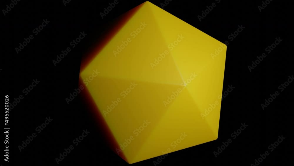 Poster rotating geometric polygon. design. 3d model of geometric cube with six faces. rotating 3d hexagon o