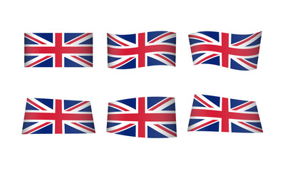 United Kingdom Waving Flag Vector Set UK Great Britain
