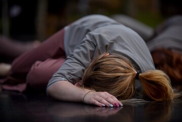 Woman lying on the floor