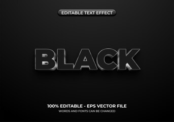 Black and bold text effect with the silver outline on a dark background. Dark editable text effect.