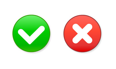 Red and Green Check Mark Icons Button Vector Illustration