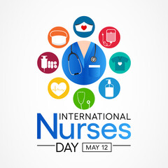 International Nurses day is observed every year on May 12, to mark the contributions that nurses make to society. Vector illustration