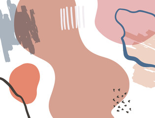 Minimalist abstract boho style hand drawn organic shape background. Creative minimalist hand painted abstract art background. Design for wall decoration, postcard, poster or brochure