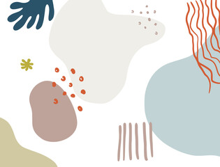 Minimalist abstract boho style hand drawn organic shape background. Creative minimalist hand painted abstract art background. Design for wall decoration, postcard, poster or brochure