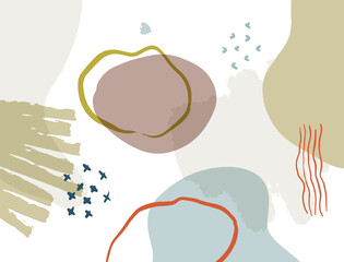 Minimalist abstract boho style hand drawn organic shape background. Creative minimalist hand painted abstract art background. Design for wall decoration, postcard, poster or brochure