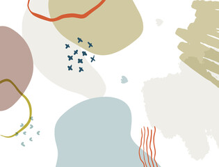 Minimalist abstract boho style hand drawn organic shape background. Creative minimalist hand painted abstract art background. Design for wall decoration, postcard, poster or brochure