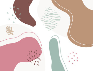 Minimalist abstract boho style hand drawn organic shape background. Creative minimalist hand painted abstract art background. Design for wall decoration, postcard, poster or brochure