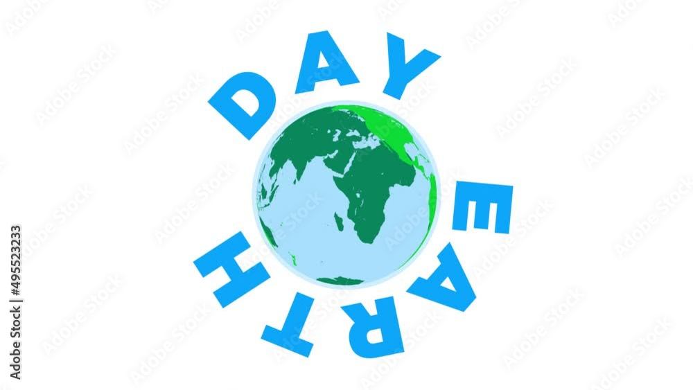 Aufkleber earth day celebration rotating text and dynamic animated planet earth on a white background. seamles