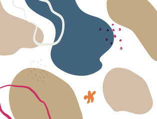 Minimalist abstract boho style hand drawn organic shape background. Creative minimalist hand painted abstract art background. Design for wall decoration, postcard, poster or brochure