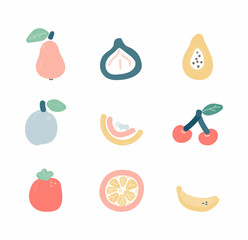 fruit simple cartoon background set