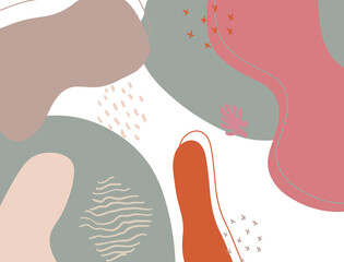 Minimalist abstract boho style hand drawn organic shape background. Creative minimalist hand painted abstract art background. Design for wall decoration, postcard, poster or brochure