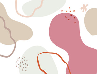 Minimalist abstract boho style hand drawn organic shape background. Creative minimalist hand painted abstract art background. Design for wall decoration, postcard, poster or brochure