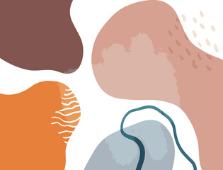 Minimalist abstract boho style hand drawn organic shape background. Creative minimalist hand painted abstract art background. Design for wall decoration, postcard, poster or brochure