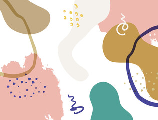 Minimalist abstract boho style hand drawn organic shape background. Creative minimalist hand painted abstract art background. Design for wall decoration, postcard, poster or brochure